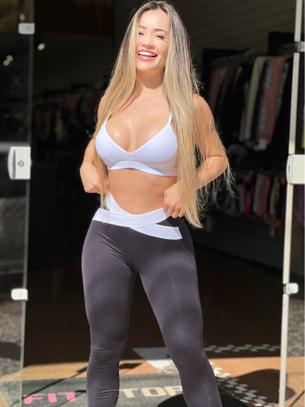 Conjunto Legging Elástico Preto e Branco