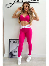 Conjunto Legging Elástico Rosa e Branco