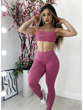 Conjunto Legging e Top Slim Fit Rosa