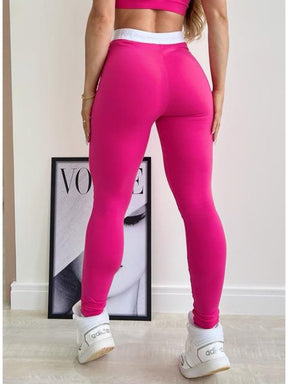 Conjunto Legging Elástico Rosa e Branco