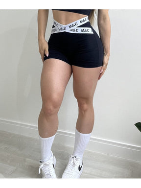 Conjunto Short Elástico Preto e Branco